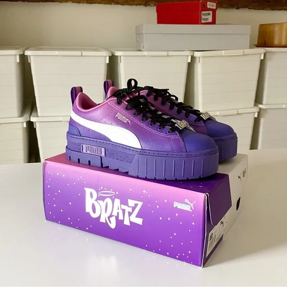 Puma X Bratz Mayze Leather Platform Sneakers in Prism Violet-Spring Crocus NIB - Picture 2 of 13